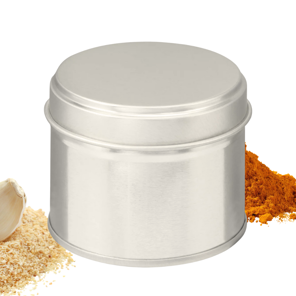 Boîte à épices métal argenté 100ml – Pot Vide, rechargeable | Rangement cuisine